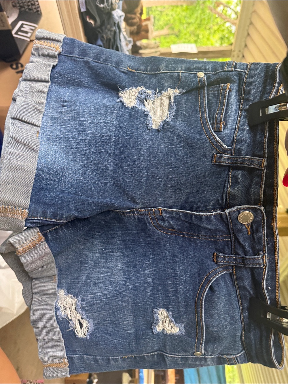 Judy Blue Dark Blue Distressed Cuffed Jean Shorts